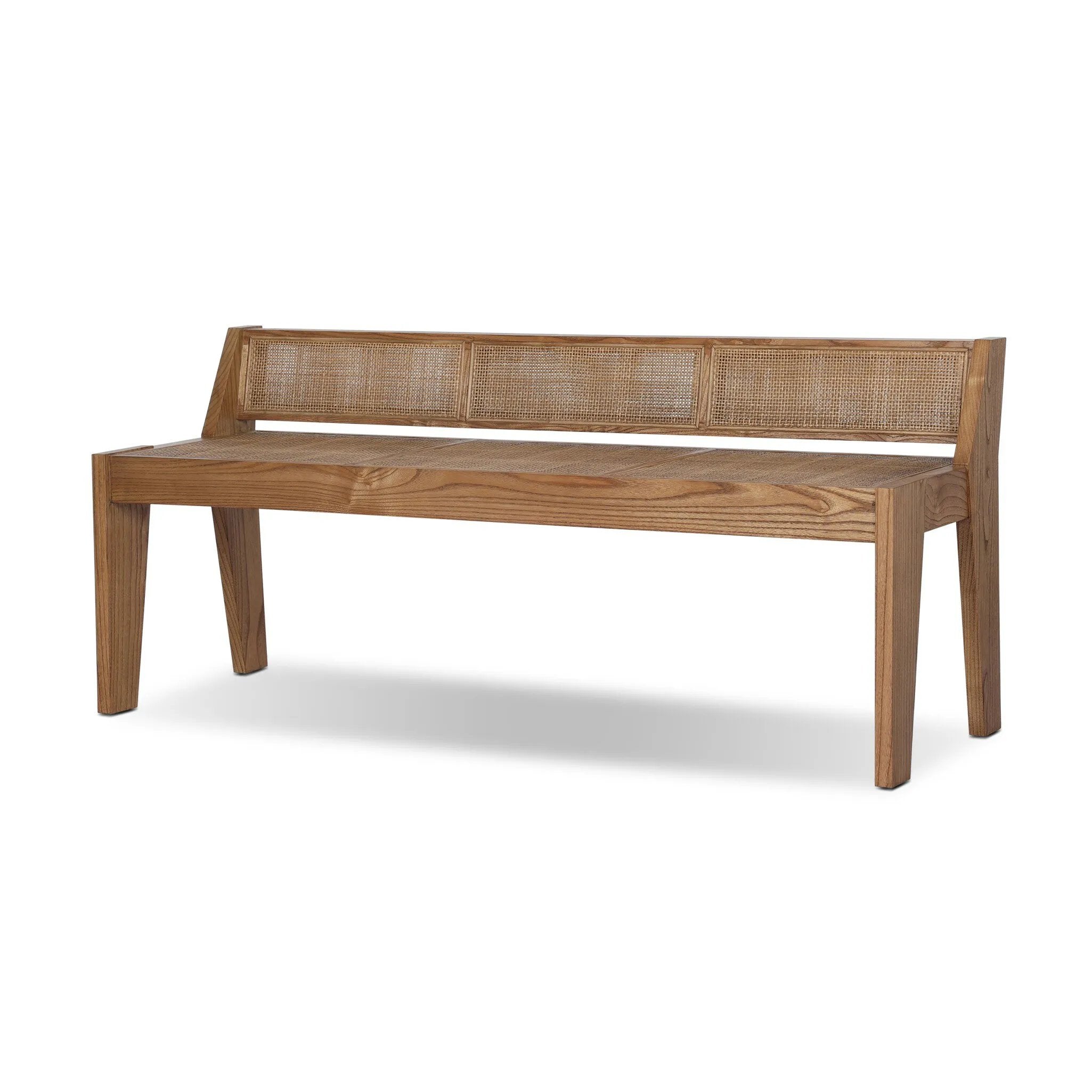 A fresh take on late designer Pierre Jeanneret's iconic seating styles. Our design updates the classic look with a coastal feel, pairing woven cane seating with toasted sungkai frame.As lovers of clean design at Amethyst, we love the nature inspired Lutz Accent Bench - Toasted Sungkai. Amethyst Home provides interior design, new home construction design consulting, vintage area rugs, and lighting in the Washington metro area.