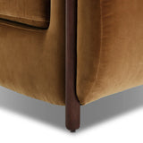 A fresh take on the traditional tub chair, with exaggerated depth for drama and comfort. Solid wood legs intersect upholstery for clean contrast and scale. This item has limited online distribution and may not be sold on websites without prior approval Amethyst Home provides interior design, new home construction design consulting, vintage area rugs, and lighting in the Newport Beach metro area.