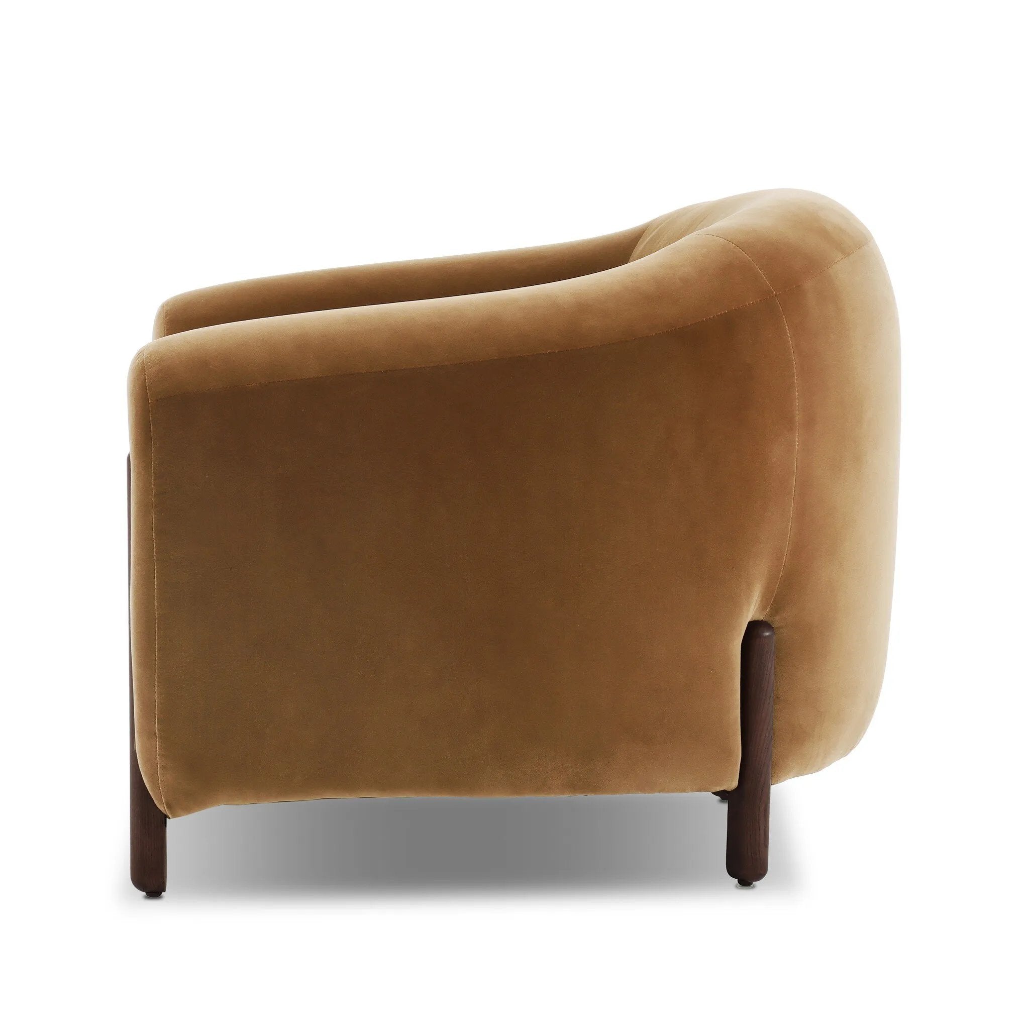 A fresh take on the traditional tub chair, with exaggerated depth for drama and comfort. Solid wood legs intersect upholstery for clean contrast and scale. This item has limited online distribution and may not be sold on websites without prior approval Amethyst Home provides interior design, new home construction design consulting, vintage area rugs, and lighting in the Scottsdale metro area.