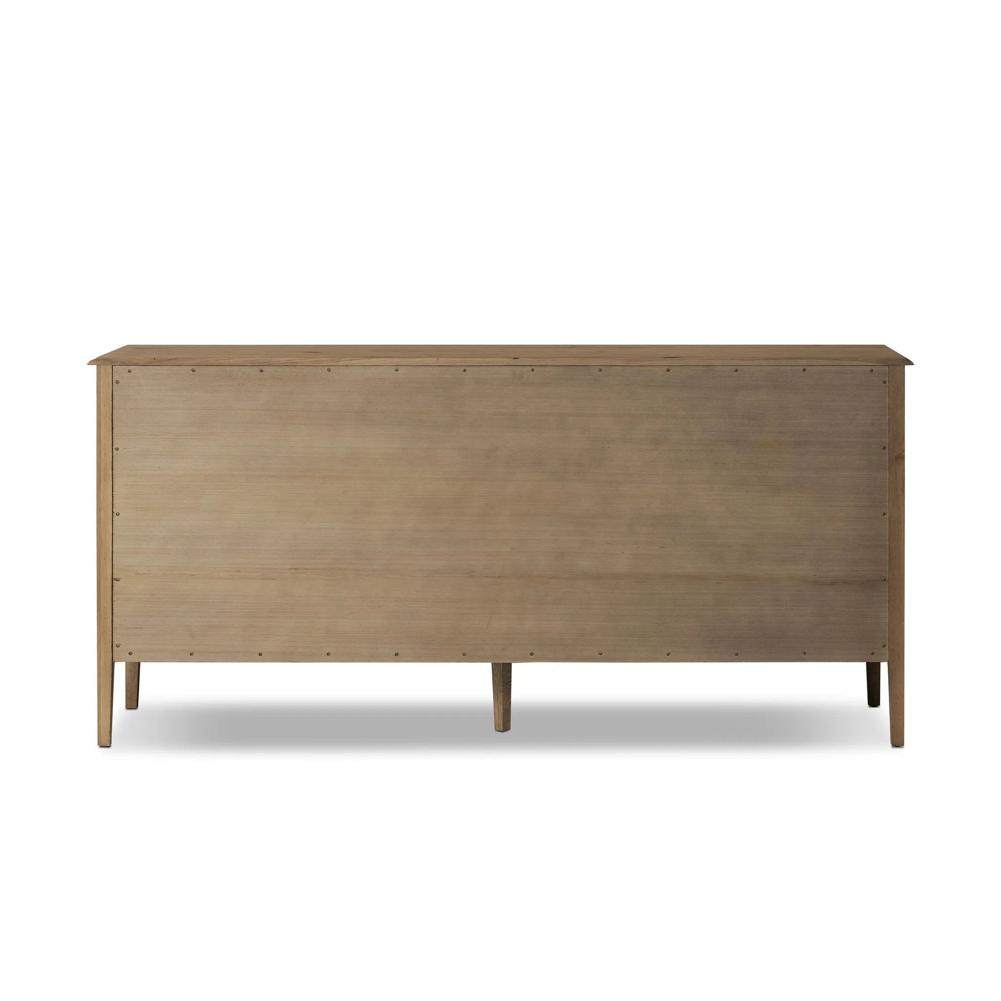 Featuring Maggie Aged Smoked Oak Resawn 6 Drawer Dresser by Four Hands at Amethyst Home. A cleanly shaped six-drawer dresser is crafted from aged smoked oak, highlighting the wood's natural grain. Roomy drawers offer plenty of space for bedroom storage, while the slim, tapered legs give the piece a subtle lift, creating a grounded look.Overall Dimensions: . Amethyst Home provides interior design, new home construction design consulting, vintage area rugs, and lighting in the Des Moines metro area.