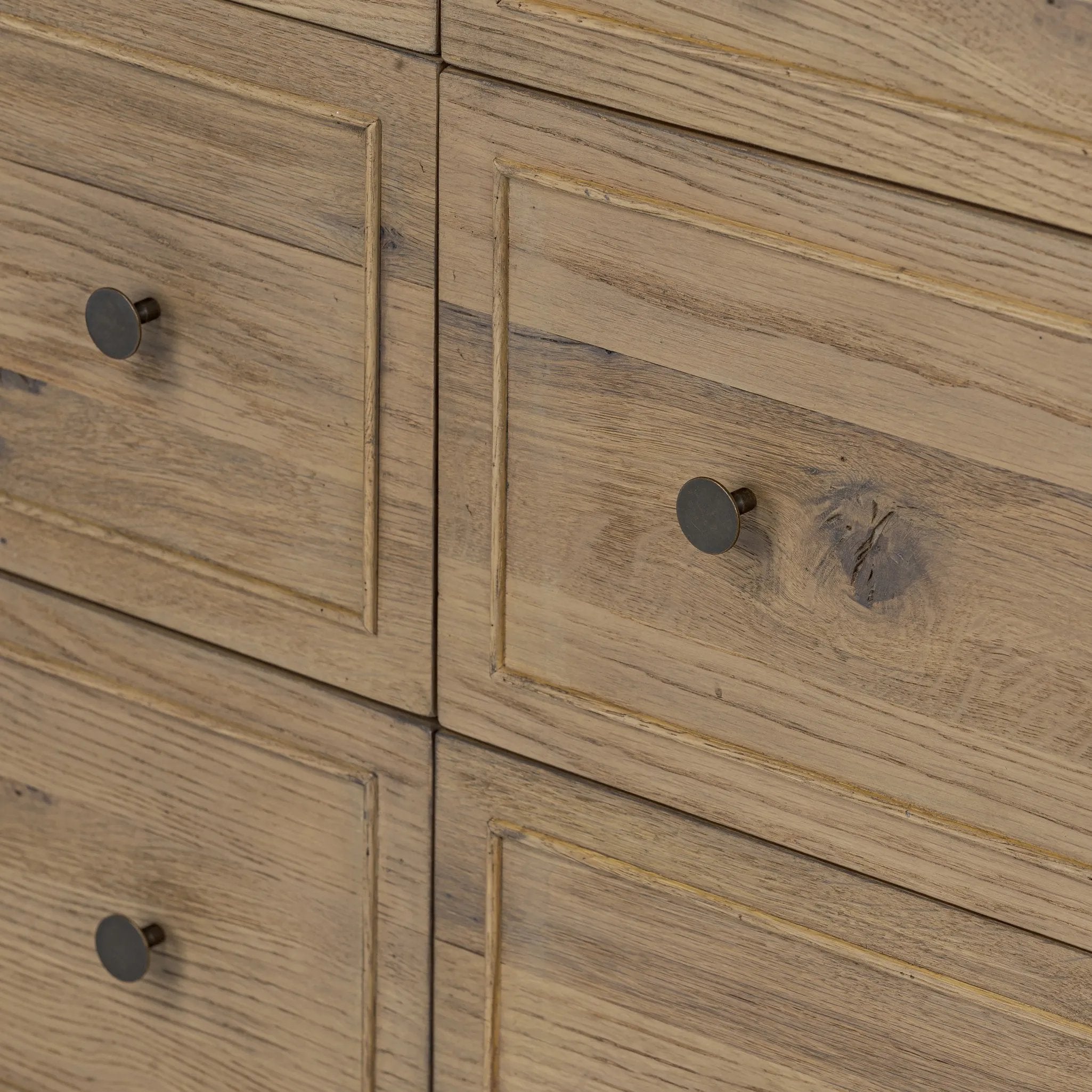 Featuring Maggie Aged Smoked Oak Resawn 6 Drawer Dresser by Four Hands at Amethyst Home. A cleanly shaped six-drawer dresser is crafted from aged smoked oak, highlighting the wood's natural grain. Roomy drawers offer plenty of space for bedroom storage, while the slim, tapered legs give the piece a subtle lift, creating a grounded look.Overall Dimensions:. Amethyst Home provides interior design, new home construction design consulting, vintage area rugs, and lighting in the Los Angeles metro area.
