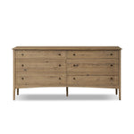 Featuring Maggie Aged Smoked Oak Resawn 6 Drawer Dresser by Four Hands at Amethyst Home. A cleanly shaped six-drawer dresser is crafted from aged smoked oak, highlighting the wood's natural grain. Roomy drawers offer plenty of space for bedroom storage, while the slim, tapered legs give the piece a subtle lift, creating a grounded look.Overall Dimensio. Amethyst Home provides interior design, new home construction design consulting, vintage area rugs, and lighting in the Salt Lake City metro area.