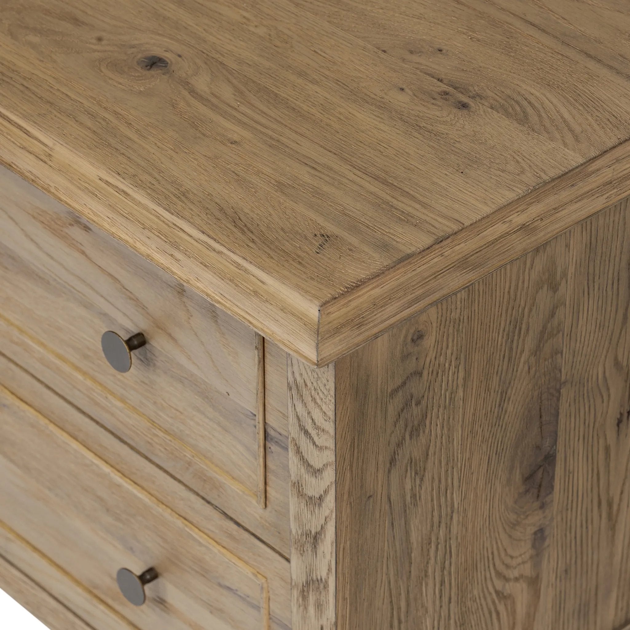 Featuring Maggie Aged Smoked Oak Resawn Nightstand by Four Hands at Amethyst Home. A cleanly shaped six-drawer dresser is crafted from aged smoked oak, highlighting the wood?s natural grain. Roomy drawers offer plenty of space for bedroom storage, while the slim, tapered legs give the piece a subtle lift, creating a grounded look.Overall Dimensions: 30.00"w x 1. Amethyst Home provides interior design, new home construction design consulting, vintage area rugs, and lighting in the Omaha metro area.