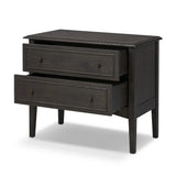 Featuring Maggie Smoked Black Oak Veneer Nightstand by Four Hands at Amethyst Home. Clean and compact, a two-drawer nightstand is crafted from smoked black oak, showcasing the natural grain of wood. Its scaled-down profile fits perfectly beside the bed. Slim, tapered legs add a touch of lightness.Overall Dimensions: 30.00"w x 16.75"d x 26.00"hWeight : 66.1. Amethyst Home provides interior design, new home construction design consulting, vintage area rugs, and lighting in the Alpharetta metro area.