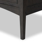 Featuring Maggie Smoked Black Oak Veneer Nightstand by Four Hands at Amethyst Home. Clean and compact, a two-drawer nightstand is crafted from smoked black oak, showcasing the natural grain of wood. Its scaled-down profile fits perfectly beside the bed. Slim, tapered legs add a touch of lightness.Overall Dimensions: 30.00"w x 16.75"d x 26.00"hWeight : 66.14 lb. Amethyst Home provides interior design, new home construction design consulting, vintage area rugs, and lighting in the Dallas metro area.