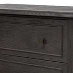Featuring Maggie Smoked Black Oak Veneer Nightstand by Four Hands at Amethyst Home. Clean and compact, a two-drawer nightstand is crafted from smoked black oak, showcasing the natural grain of wood. Its scaled-down profile fits perfectly beside the bed. Slim, tapered legs add a touch of lightness.Overall Dimensions: 30.00"w x 16.75"d x 26.00"hWeight : 66.14 l. Amethyst Home provides interior design, new home construction design consulting, vintage area rugs, and lighting in the Houston metro area.