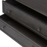Featuring Maggie Smoked Black Oak Veneer Nightstand by Four Hands at Amethyst Home. Clean and compact, a two-drawer nightstand is crafted from smoked black oak, showcasing the natural grain of wood. Its scaled-down profile fits perfectly beside the bed. Slim, tapered legs add a touch of lightness.Overall Dimensions: 30.00"w x 16.75"d x 26.00"hWeight : 66. Amethyst Home provides interior design, new home construction design consulting, vintage area rugs, and lighting in the Laguna Beach metro area.