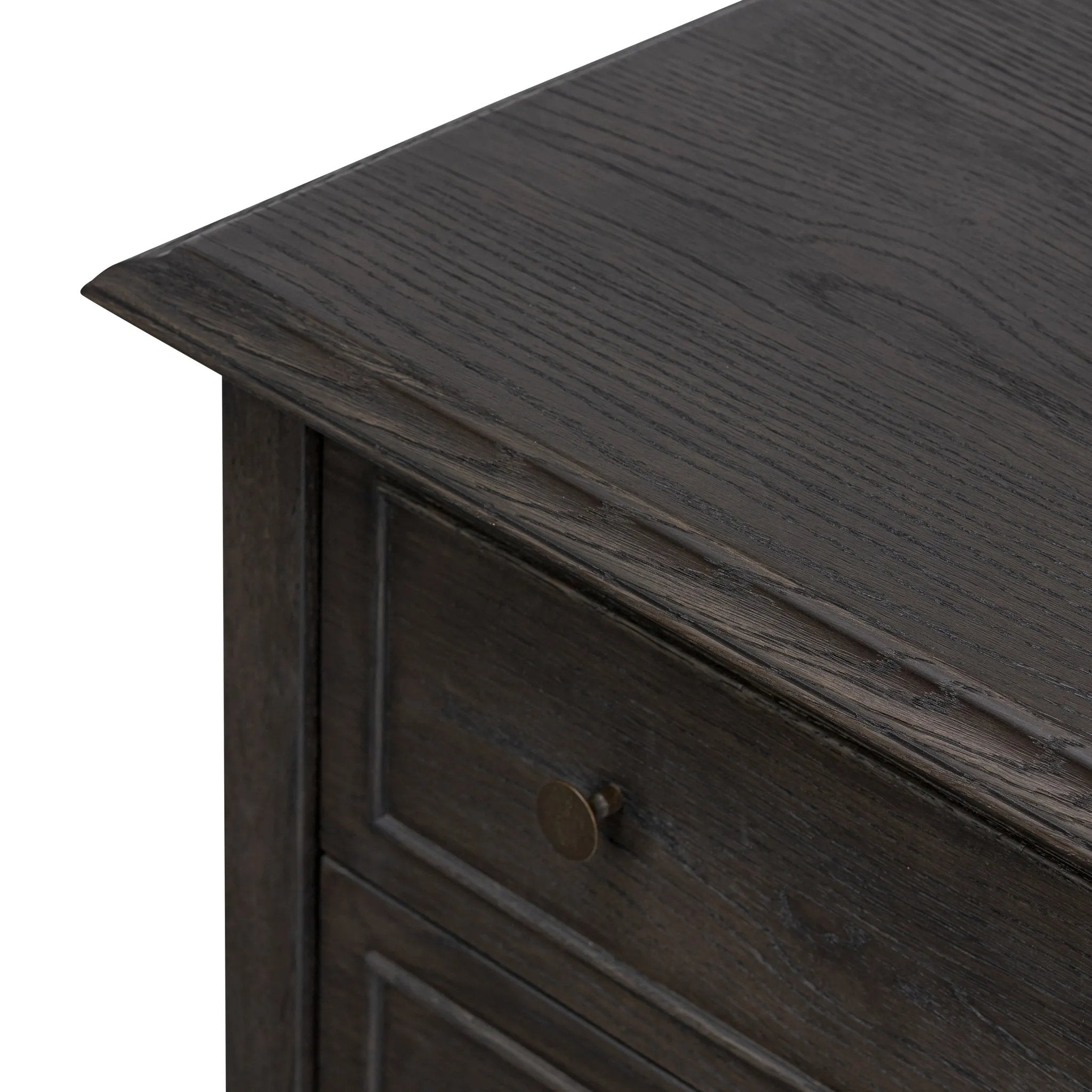 Featuring Maggie Smoked Black Oak Veneer Nightstand by Four Hands at Amethyst Home. Clean and compact, a two-drawer nightstand is crafted from smoked black oak, showcasing the natural grain of wood. Its scaled-down profile fits perfectly beside the bed. Slim, tapered legs add a touch of lightness.Overall Dimensions: 30.00"w x 16.75"d x 26.00"hWeight : 6. Amethyst Home provides interior design, new home construction design consulting, vintage area rugs, and lighting in the Newport Beach metro area.
