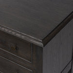 Featuring Maggie Smoked Black Oak Veneer Nightstand by Four Hands at Amethyst Home. Clean and compact, a two-drawer nightstand is crafted from smoked black oak, showcasing the natural grain of wood. Its scaled-down profile fits perfectly beside the bed. Slim, tapered legs add a touch of lightness.Overall Dimensions: 30.00"w x 16.75"d x 26.00"hWeight : 66.14 . Amethyst Home provides interior design, new home construction design consulting, vintage area rugs, and lighting in the Portland metro area.