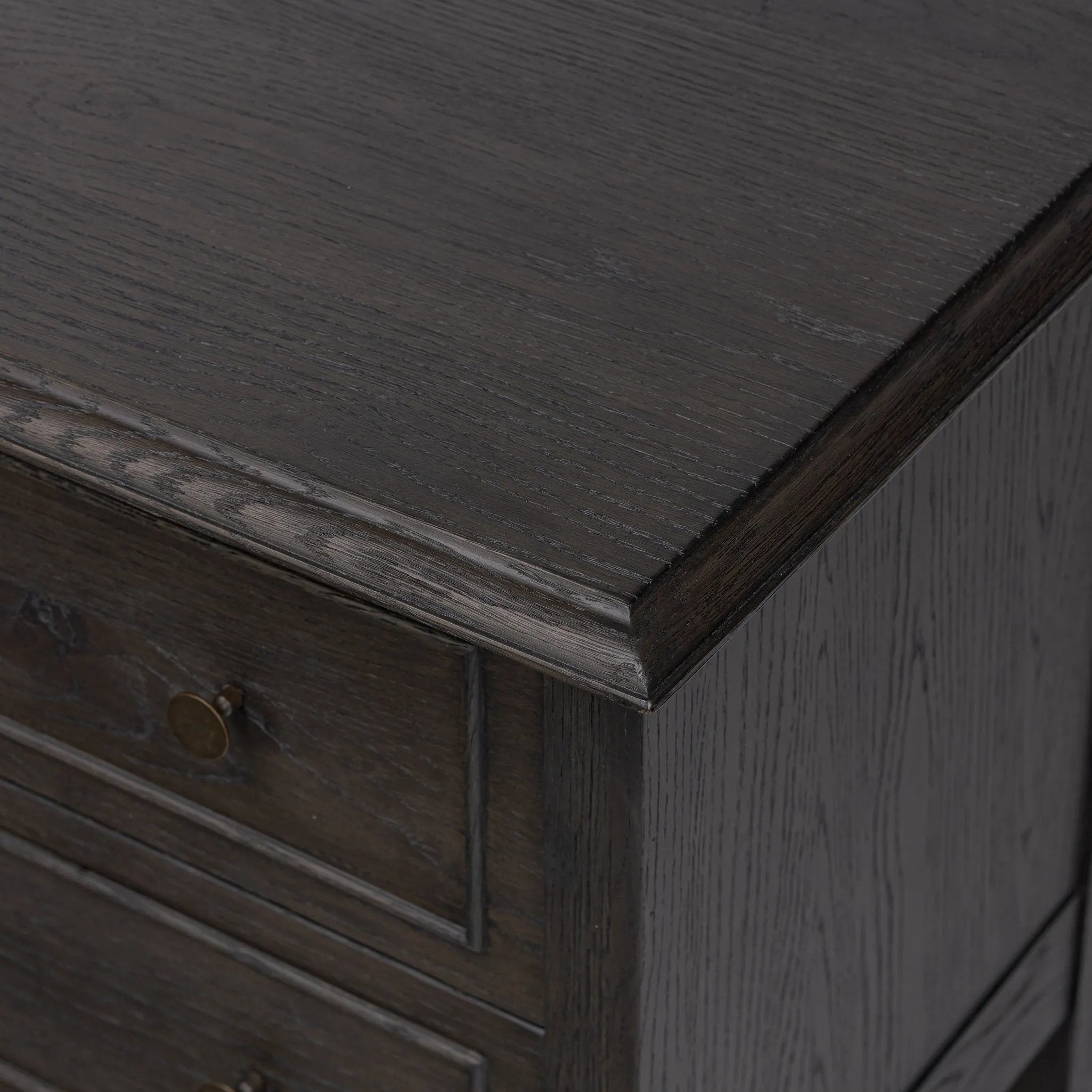 Featuring Maggie Smoked Black Oak Veneer Nightstand by Four Hands at Amethyst Home. Clean and compact, a two-drawer nightstand is crafted from smoked black oak, showcasing the natural grain of wood. Its scaled-down profile fits perfectly beside the bed. Slim, tapered legs add a touch of lightness.Overall Dimensions: 30.00"w x 16.75"d x 26.00"hWeight : 66.14 . Amethyst Home provides interior design, new home construction design consulting, vintage area rugs, and lighting in the Portland metro area.