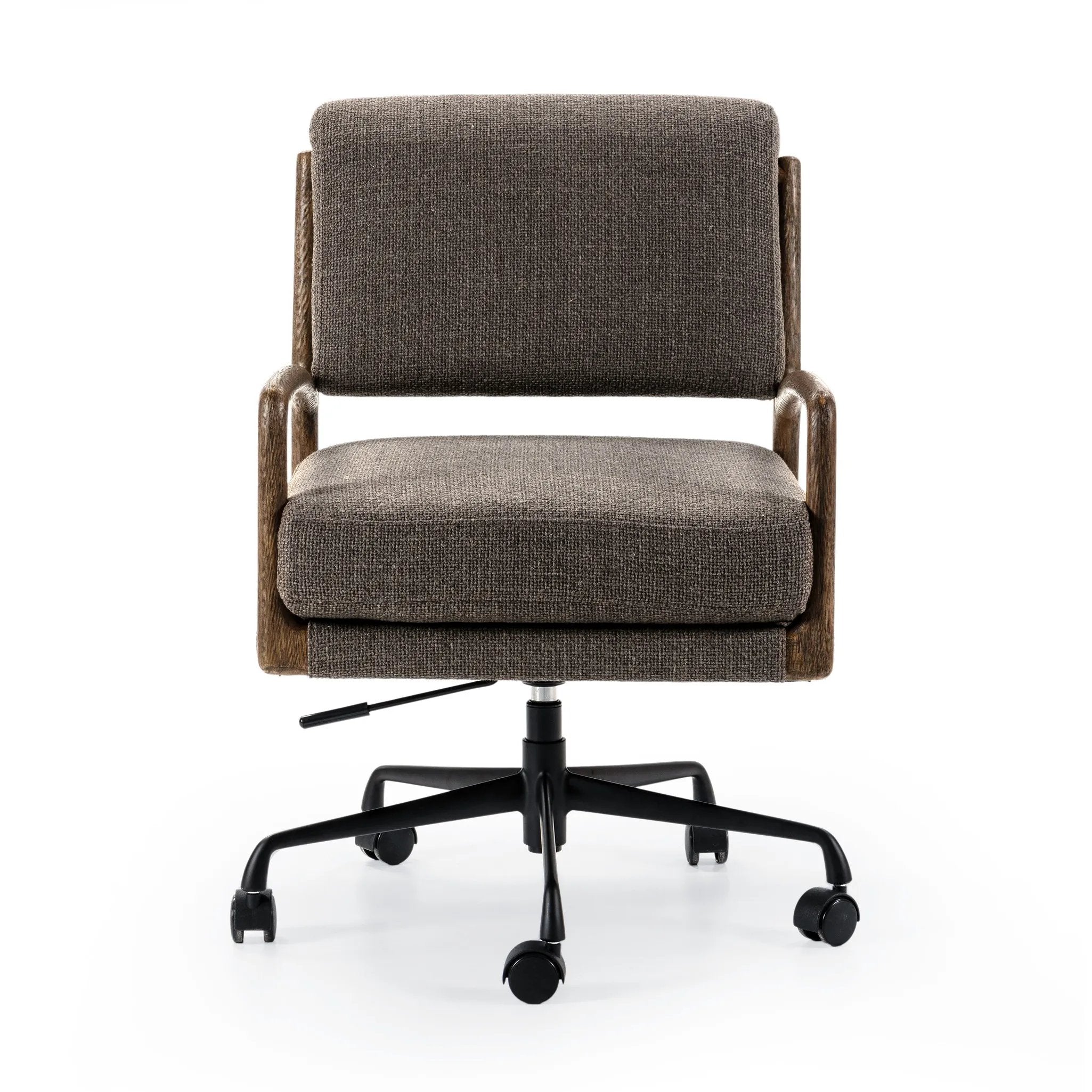 Featuring Maguire Gibson Mink Desk Chair by Four Hands at Amethyst Home. Foldover back detailing brings a sense of softness to a comfort-driven desk chair upholstered in high-performance fabric. Height adjustable with a 360-degree swivel.Overall Dimensions: 22.25"w x 28.50"d x 33.50"hWeight : 37.48 lbsMaterials: 97% Polyester, 3% Acrylic, Aluminum, Solid Pa. Amethyst Home provides interior design, new home construction design consulting, vintage area rugs, and lighting in the Nashville metro area.