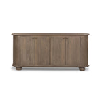 A smaller scale and antique-inspired oval shape give this sideboard a classic polished look. A slight overhang of the top and bottom slabs adds visual interest, while simple ball-shaped hardware mimics this sideboard's unique bun feet. Amethyst Home provides interior design, new home construction design consulting, vintage area rugs, and lighting in the Salt Lake City metro area.