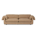 This two-over-two sofa is all about comfort. Feather-filled cushions fold over the frame, complemented by foam-fiber-feather seats. Upholstered in a taupe high-performance fabric, it balances its laid-back look with durability for every day. Amethyst Home provides interior design, new home construction design consulting, vintage area rugs, and lighting in the Des Moines metro area.