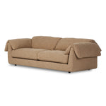 This two-over-two sofa is all about comfort. Feather-filled cushions fold over the frame, complemented by foam-fiber-feather seats. Upholstered in a taupe high-performance fabric, it balances its laid-back look with durability for every day. Amethyst Home provides interior design, new home construction design consulting, vintage area rugs, and lighting in the Laguna Beach metro area.