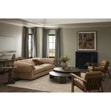 This two-over-two sofa is all about comfort. Feather-filled cushions fold over the frame, complemented by foam-fiber-feather seats. Upholstered in a taupe high-performance fabric, it balances its laid-back look with durability for every day. Amethyst Home provides interior design, new home construction design consulting, vintage area rugs, and lighting in the Los Angeles metro area.