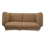 This two-over-two sofa is all about comfort. Feather-filled cushions fold over the frame, complemented by foam-fiber-feather seats. Upholstered in a taupe high-performance fabric, it balances its laid-back look with durability for every day. Amethyst Home provides interior design, new home construction design consulting, vintage area rugs, and lighting in the Washington metro area.