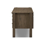 Featuring Marcela Grey Reclaimed French Oak Desk by Four Hands at Amethyst Home. Made from reclaimed French oak, a unique open frame design crafts a light look, while dark brass hardware adds warmth. Versatile grey finish, plus four drawers for generous storage space. Designed in partnership with longtime Four Hands collaborator Thomas Bina and Brazilian de. Amethyst Home provides interior design, new home construction design consulting, vintage area rugs, and lighting in the Charlotte metro area.