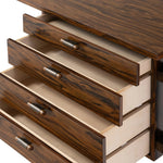 Featuring Marcela Natural Morado Veneer Desk by Four Hands at Amethyst Home. Made from natural morado with beautiful graining, this midcentury-inspired executive desk is fully finished for the option to float-style in a room.Overall Dimensions: 78.25"w x 26.50"d x 30.00"hWeight : 186.51 lbsMaterials: Morada Veneer, Engineered Hardwood. Amethyst Home provides interior design, new home construction design consulting, vintage area rugs, and lighting in the Nashville metro area.