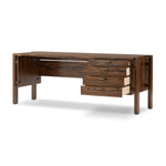 Featuring Marcela Natural Morado Veneer Desk by Four Hands at Amethyst Home. Made from natural morado with beautiful graining, this midcentury-inspired executive desk is fully finished for the option to float-style in a room.Overall Dimensions: 78.25"w x 26.50"d x 30.00"hWeight : 186.51 lbsMaterials: Morada Veneer, Engineered Hardwood. Amethyst Home provides interior design, new home construction design consulting, vintage area rugs, and lighting in the Scottsdale metro area.