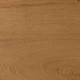 Designed by Thomas Bina and Ronald Sasson, a design partnership blending both modern minimalist and Brazilian influences. A curvy, open-style console table is crafted from natural reclaimed French oak with tapered pedestal panels connected at the base. Amethyst Home provides interior design, new home construction design consulting, vintage area rugs, and lighting in the Alpharetta metro area.
