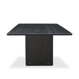 Designed by Thomas Bina and Ronald Sasson, a design partnership blending both modern minimalist and Brazilian influences. Grand-scale dining table is crafted from reclaimed French oak with tapered pedestal panels connected at the base. Seats 12 Amethyst Home provides interior design, new home construction design consulting, vintage area rugs, and lighting in the Omaha metro area.