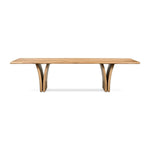 Featuring Marcon Natural Reclaimed French Oak Dining Table by Four Hands at Amethyst Home. Designed by Thomas Bina and Ronald Sasson, a design partnership blending both modern minimalist and Brazilian influences. Grand-scale dining table is crafted from natural reclaimed French oak with sleek tapered pedestal panels connected at the base. Seats 12.
Overall D. Amethyst Home provides interior design, new home construction design consulting, vintage area rugs, and lighting in the Portland metro area.