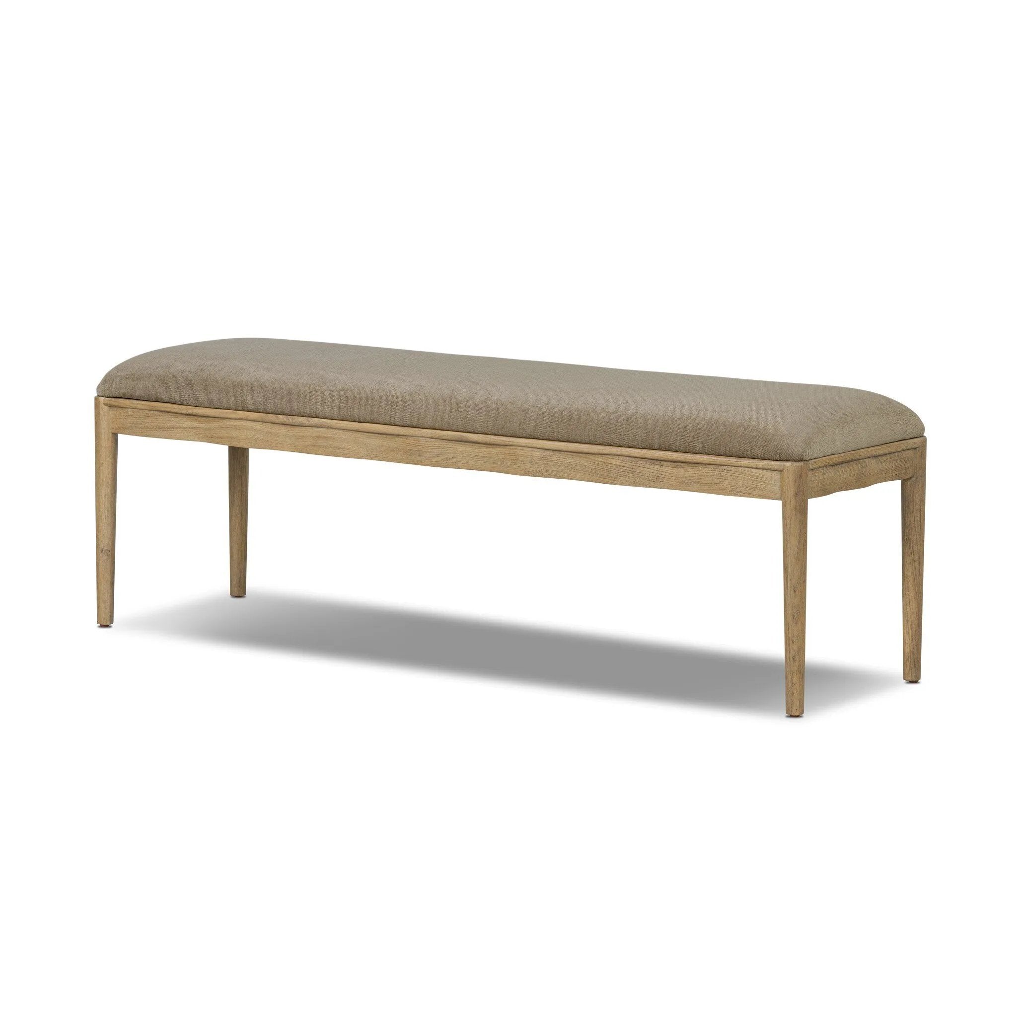 Create extra seating in any space with a timeless bench look made from solid oak and soft velvet in a worn sage hue Amethyst Home provides interior design, new home construction design consulting, vintage area rugs, and lighting in the Calabasas metro area.