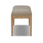 Create extra seating in any space with a timeless bench look made from solid oak and soft velvet in a worn sage hue Amethyst Home provides interior design, new home construction design consulting, vintage area rugs, and lighting in the Miami metro area.