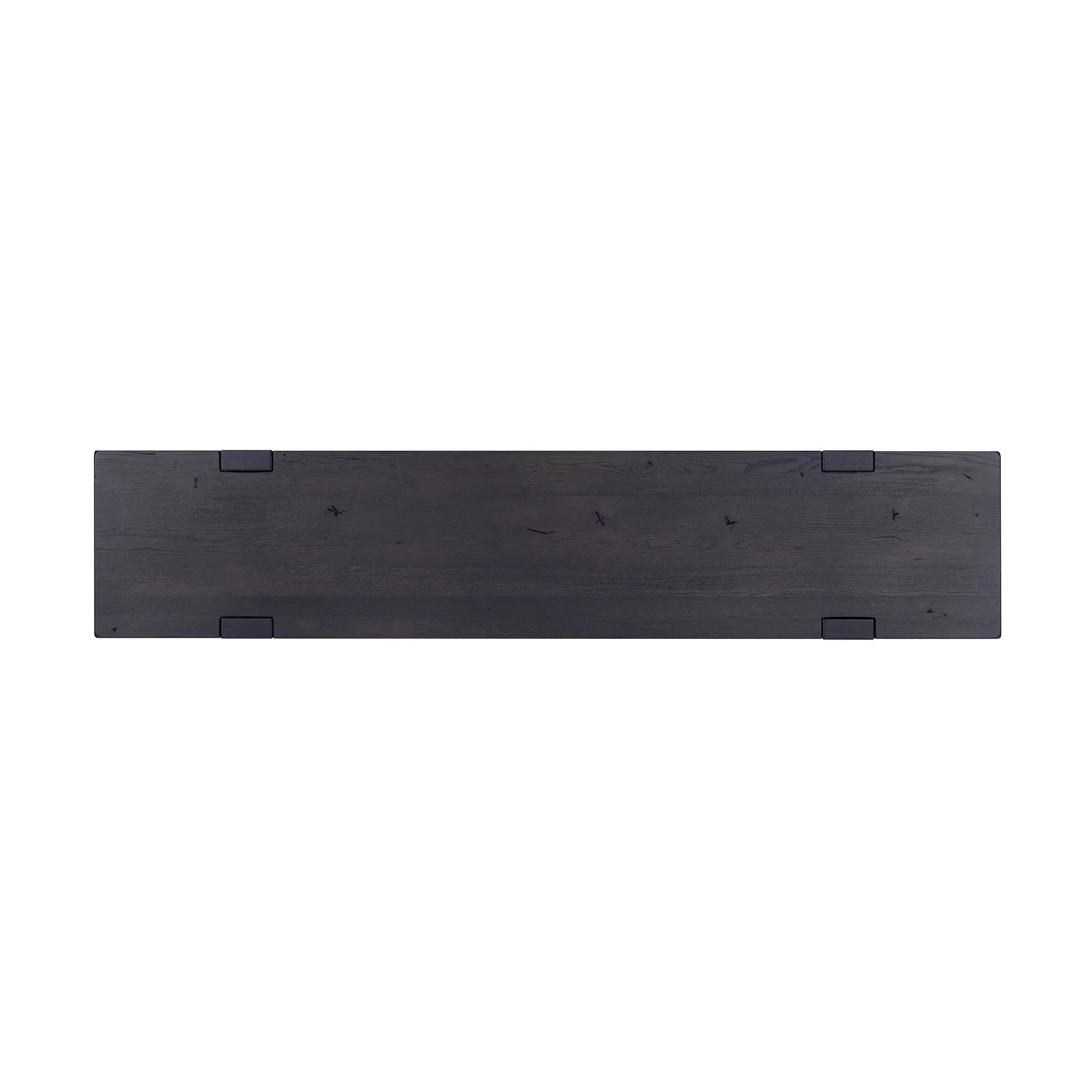 Smoked black oak shapes a simple, open-style console table, with through-tenon joints for an updated farmhouse look.As lovers of luxe style at Amethyst, we love the warm modern inspired Matei Console Table - Smoked Black. This item pairs well with other brands such as Surya and is perfect for minimalist homes Amethyst Home provides interior design, new home construction design consulting, vintage area rugs, and lighting in the Miami metro area.
