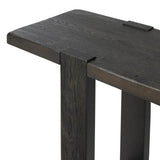 Smoked black oak shapes a simple, open-style console table, with through-tenon joints for an updated farmhouse look.As lovers of luxe style at Amethyst, we love the warm modern inspired Matei Console Table - Smoked Black. This item pairs well with other brands such as Surya and is perfect for minimalist homes Amethyst Home provides interior design, new home construction design consulting, vintage area rugs, and lighting in the Scottsdale metro area.