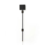 Featuring Maurice Matte Black Plaster Sconce by Four Hands at Amethyst Home. Housed behind a curved black shade, light beams with a soft glow both upward and downward from this plug-in sconce.  A  slim pole to hide the cord and a convenient switch on the backplate create a seamless look.Overall Dimensions: 8.00"w x 7.50"d x 50.00"hWeight : 6.61 lbsMaterials: . Amethyst Home provides interior design, new home construction design consulting, vintage area rugs, and lighting in the Houston metro area.