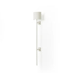 Featuring Maurice Matte White Plaster Sconce by Four Hands at Amethyst Home. Housed behind a curved black shade, light beams with a soft glow both upward and downward from this plug-in sconce.  A  slim pole to hide the cord and a convenient switch on the backplate create a seamless look.Overall Dimensions: 8.00"w x 7.50"d x 50.00"hWeight : 6.61 lbsMaterials. Amethyst Home provides interior design, new home construction design consulting, vintage area rugs, and lighting in the Park City metro area.