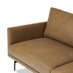 Featuring Melle Lipari Camel 2-Piece Sectional by Four Hands at Amethyst Home. A minimalist sectional to redefine contemporary lounging. Made from tan top-grain leather with a slim profile, expert tailoring and plush cushions for comfort. Sleek metal legs and compact sizing make this piece a versatile anchor for smaller living spaces.Left ChaiseOverall Dim. Amethyst Home provides interior design, new home construction design consulting, vintage area rugs, and lighting in the Alpharetta metro area.