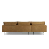 Featuring Melle Lipari Camel 2-Piece Sectional by Four Hands at Amethyst Home. A minimalist sectional to redefine contemporary lounging. Made from tan top-grain leather with a slim profile, expert tailoring and plush cushions for comfort. Sleek metal legs and compact sizing make this piece a versatile anchor for smaller living spaces.Left ChaiseOverall Dime. Amethyst Home provides interior design, new home construction design consulting, vintage area rugs, and lighting in the Calabasas metro area.