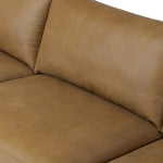 Featuring Melle Lipari Camel 2-Piece Sectional by Four Hands at Amethyst Home. A minimalist sectional to redefine contemporary lounging. Made from tan top-grain leather with a slim profile, expert tailoring and plush cushions for comfort. Sleek metal legs and compact sizing make this piece a versatile anchor for smaller living spaces.Left ChaiseOverall Dimensi. Amethyst Home provides interior design, new home construction design consulting, vintage area rugs, and lighting in the Dallas metro area.