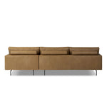 Featuring Melle Lipari Camel 2-Piece Sectional by Four Hands at Amethyst Home. A minimalist sectional to redefine contemporary lounging. Made from tan top-grain leather with a slim profile, expert tailoring and plush cushions for comfort. Sleek metal legs and compact sizing make this piece a versatile anchor for smaller living spaces.Left ChaiseOverall D. Amethyst Home provides interior design, new home construction design consulting, vintage area rugs, and lighting in the Laguna Beach metro area.