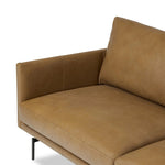 Featuring Melle Lipari Camel 2-Piece Sectional by Four Hands at Amethyst Home. A minimalist sectional to redefine contemporary lounging. Made from tan top-grain leather with a slim profile, expert tailoring and plush cushions for comfort. Sleek metal legs and compact sizing make this piece a versatile anchor for smaller living spaces.Left ChaiseOverall Dimen. Amethyst Home provides interior design, new home construction design consulting, vintage area rugs, and lighting in the Monterey metro area.