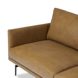 Featuring Melle Lipari Camel 2-Piece Sectional by Four Hands at Amethyst Home. A minimalist sectional to redefine contemporary lounging. Made from tan top-grain leather with a slim profile, expert tailoring and plush cushions for comfort. Sleek metal legs and compact sizing make this piece a versatile anchor for smaller living spaces.Left ChaiseOverall Dimen. Amethyst Home provides interior design, new home construction design consulting, vintage area rugs, and lighting in the Monterey metro area.