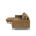Featuring Melle Lipari Camel 2-Piece Sectional by Four Hands at Amethyst Home. A minimalist sectional to redefine contemporary lounging. Made from tan top-grain leather with a slim profile, expert tailoring and plush cushions for comfort. Sleek metal legs and compact sizing make this piece a versatile anchor for smaller living spaces.Left ChaiseOverall . Amethyst Home provides interior design, new home construction design consulting, vintage area rugs, and lighting in the Winter Garden metro area.