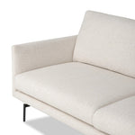 A minimalist form to redefine the contemporary sectional. Made from light, neutral high-performance with a slim profile, expert tailoring and plush cushions for comfort. Sleek metal legs and compact sizing make this piece a versatile anchor for smaller living spaces. Amethyst Home provides interior design, new home construction design consulting, vintage area rugs, and lighting in the Dallas metro area.