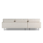A minimalist form to redefine the contemporary sectional. Made from light, neutral high-performance with a slim profile, expert tailoring and plush cushions for comfort. Sleek metal legs and compact sizing make this piece a versatile anchor for smaller living spaces. Amethyst Home provides interior design, new home construction design consulting, vintage area rugs, and lighting in the Des Moines metro area.
