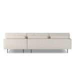 A minimalist form to redefine the contemporary sectional. Made from light, neutral high-performance with a slim profile, expert tailoring and plush cushions for comfort. Sleek metal legs and compact sizing make this piece a versatile anchor for smaller living spaces. Amethyst Home provides interior design, new home construction design consulting, vintage area rugs, and lighting in the Seattle metro area.