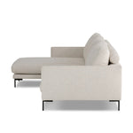 A minimalist form to redefine the contemporary sectional. Made from light, neutral high-performance with a slim profile, expert tailoring and plush cushions for comfort. Sleek metal legs and compact sizing make this piece a versatile anchor for smaller living spaces. Amethyst Home provides interior design, new home construction design consulting, vintage area rugs, and lighting in the Tampa metro area.