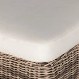 Traditional heritage shape on a grand scale. The outdoor chaise is crafted from durable natural teak in a gorgeous, woven pattern highlighting the texture's natural highs and lows. Oversized with deep-seated comfort for the ultimate outdoor lounge. Cover or store indoors during inclement weather and when not in use. Amethyst Home provides interior design, new home construction design consulting, vintage area rugs, and lighting in the Tampa metro area.