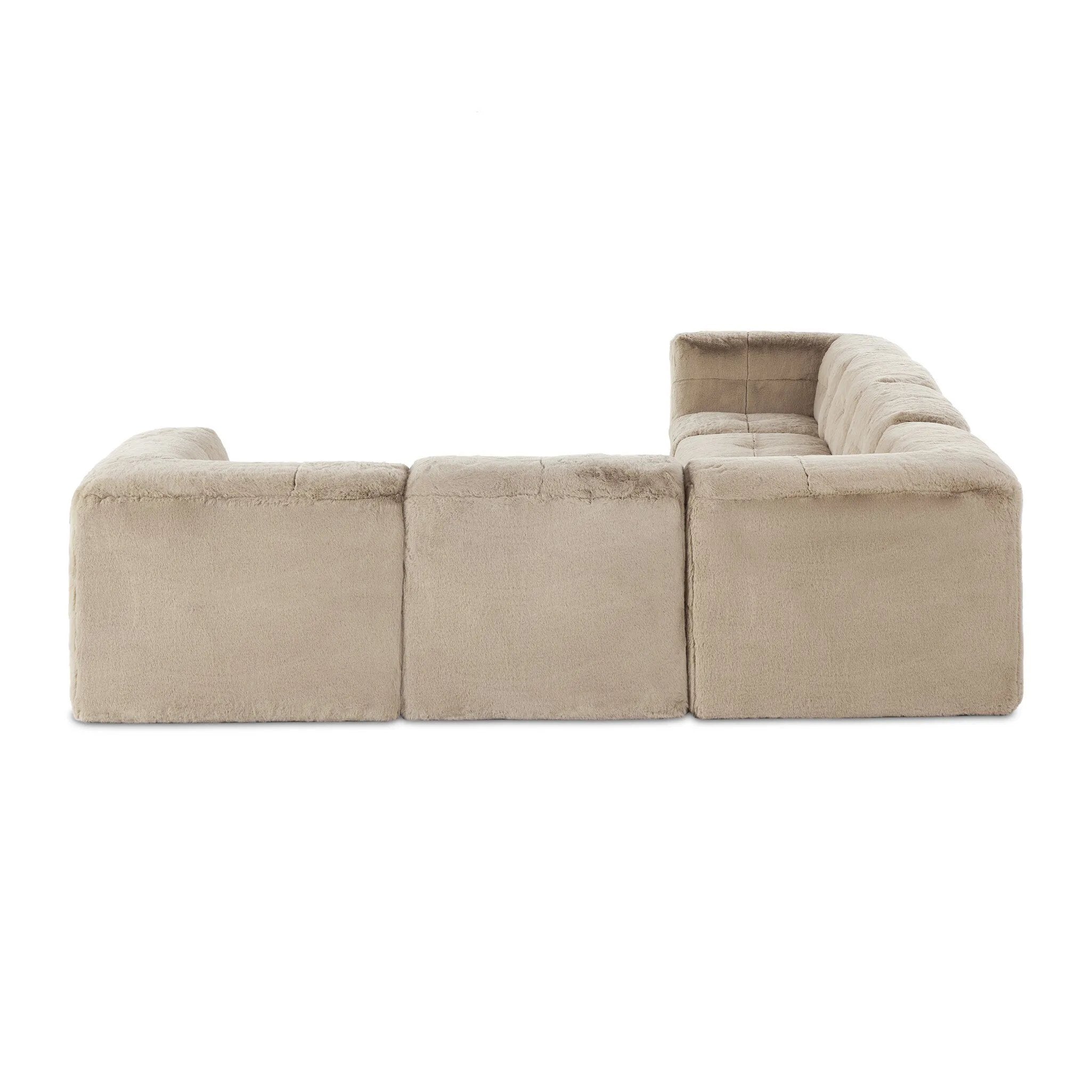 Featuring Miles Boden Pewter 6Pc Sectional by Four Hands at Amethyst Home. Modularity at its best — and comfiest. Six piece sectional covered in a plush fabric that's luxuriously soft to the touch. Overall Dimensions: 162.50"w x 125.75"d x 28.25"h. Amethyst Home provides interior design, new home construction design consulting, vintage area rugs, and lighting in the Newport Beach metro area.