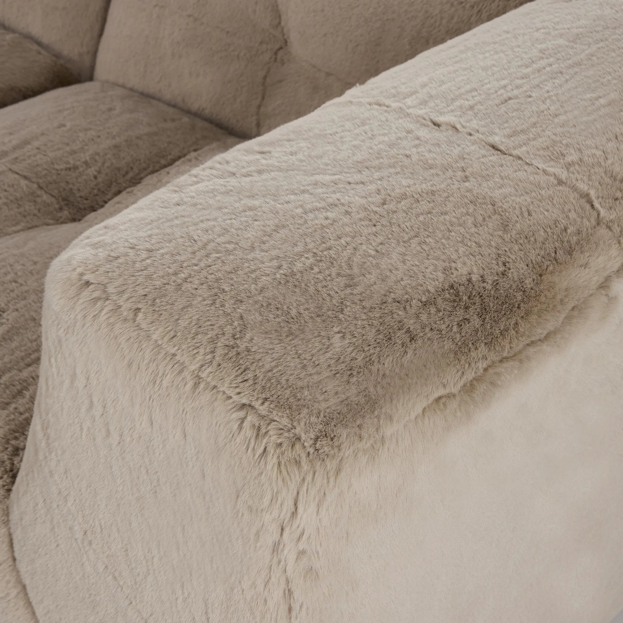 Featuring Miles Boden Pewter 7Pc Sectional by Four Hands at Amethyst Home. Modularity at its best, and softest. This versatile sectional includes seven pieces crafted with soft cushioning and S-spring suspension for a supportive sit. All covered in a plush, furry fabric that feels luxurious to sink into. Discreet seams add a touch of structure throughout. O. Amethyst Home provides interior design, new home construction design consulting, vintage area rugs, and lighting in the San Diego metro area.