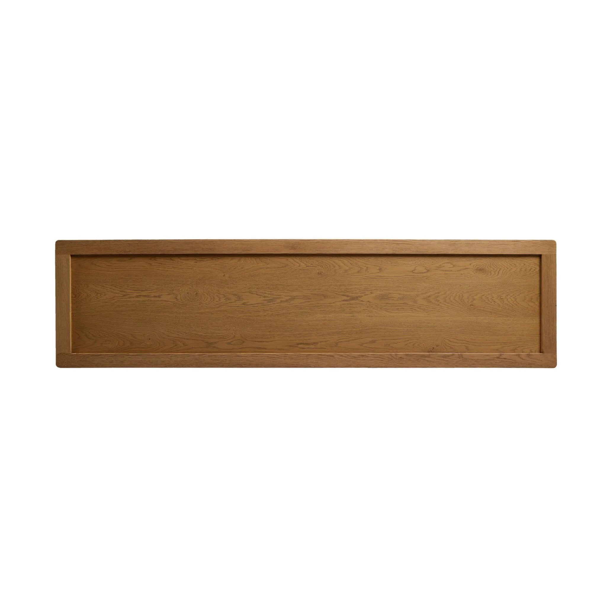 Drawing inspiration from a vintage general store counter, a storage-driven dresser reflects traditional and functional design. Thick oak legs with softened corners provide sturdy support, while oak knobs add a classic touch. An inset tray top and a versatile drawer configuration offer ample storage Amethyst Home provides interior design, new home construction design consulting, vintage area rugs, and lighting in the Newport Beach metro area.