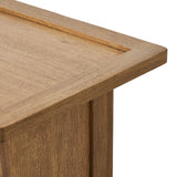 Featuring Millbrook Natural Light Oak Media Console by Four Hands at Amethyst Home. Inspired by a vintage general store counter, this console table features a heritage design with a modern twist. Thick oak legs with softened corners provide sturdy support, while oak knobs add a touch of classic charm. The inset tray top and varied drawer configuration offer amp. Amethyst Home provides interior design, new home construction design consulting, vintage area rugs, and lighting in the Tampa metro area.