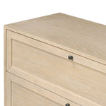 Featuring six spacious drawers with smooth fronts fixed with matching knobs, this light oak veneer dresser brings spacious storage to the room. This item has been modified to comply with the STURDY Act. See a full list of modified products and data changes in the “STURDY Act” file in the Downloads section below Amethyst Home provides interior design, new home construction design consulting, vintage area rugs, and lighting in the Austin metro area.