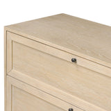Featuring six spacious drawers with smooth fronts fixed with matching knobs, this light oak veneer dresser brings spacious storage to the room. This item has been modified to comply with the STURDY Act. See a full list of modified products and data changes in the “STURDY Act” file in the Downloads section below Amethyst Home provides interior design, new home construction design consulting, vintage area rugs, and lighting in the Austin metro area.